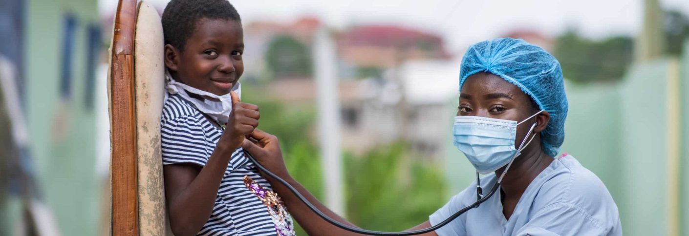 Closeup shot of a boy getting a checkup